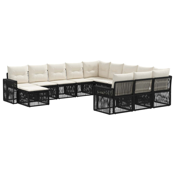 Set de canapele pentru grădină 12 pcs Negru și Alb crem WALTI