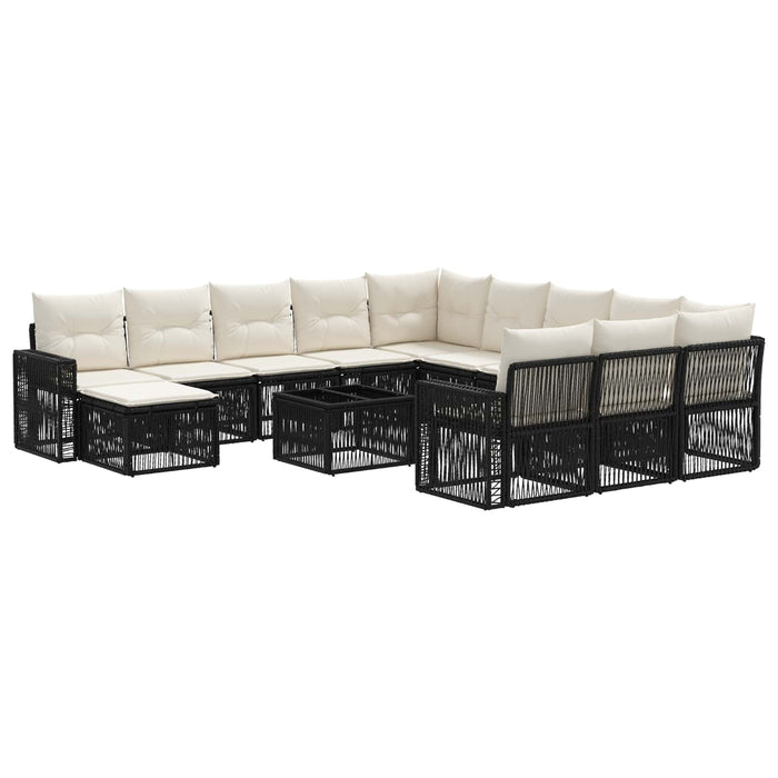 Set de canapele pentru grădină 13 pcs Negru și Alb crem - WALTI WALTI