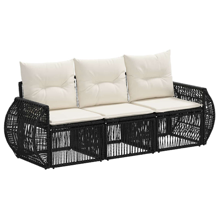 Set de canapele pentru grădină 3 pcs Negru și Alb crem WALTI