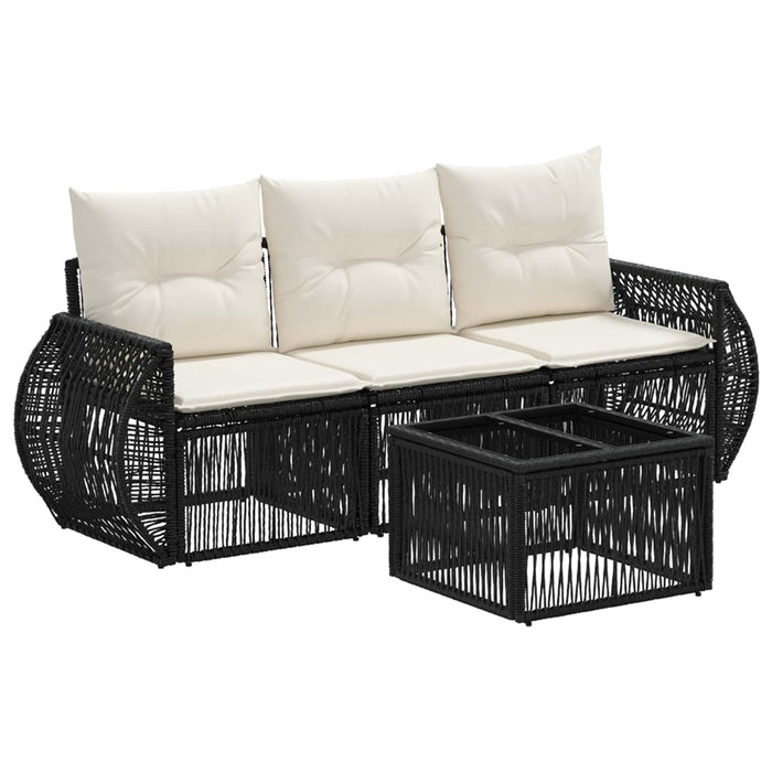 Set de canapele pentru grădină 4 pcs Negru și Alb crem - WALTI WALTI
