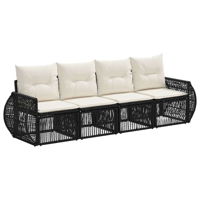 Set de canapele pentru grădină 4 pcs Negru și Alb crem WALTI