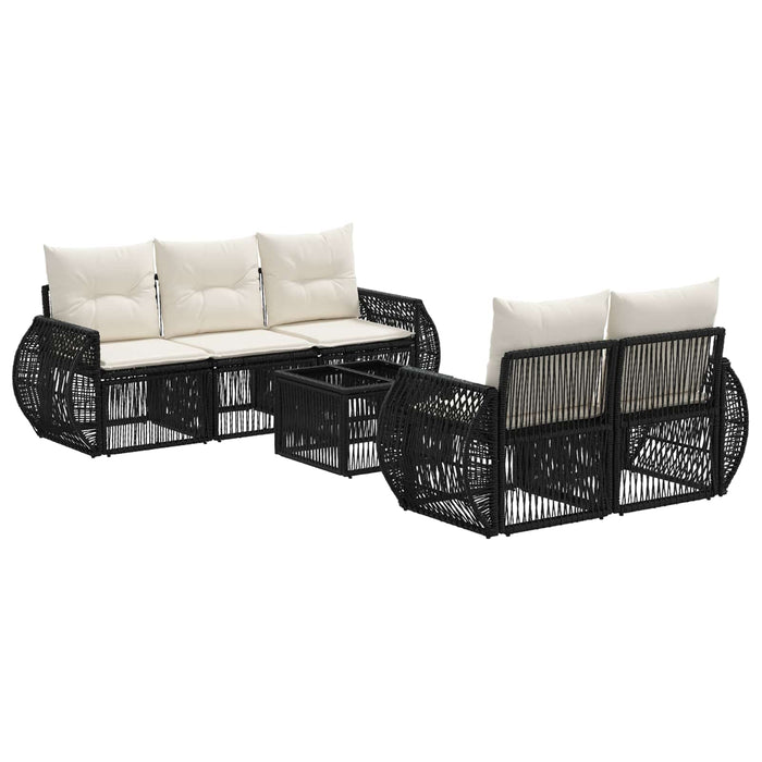 Set de canapele pentru grădină 6 buc. Negru poliratan WALTI
