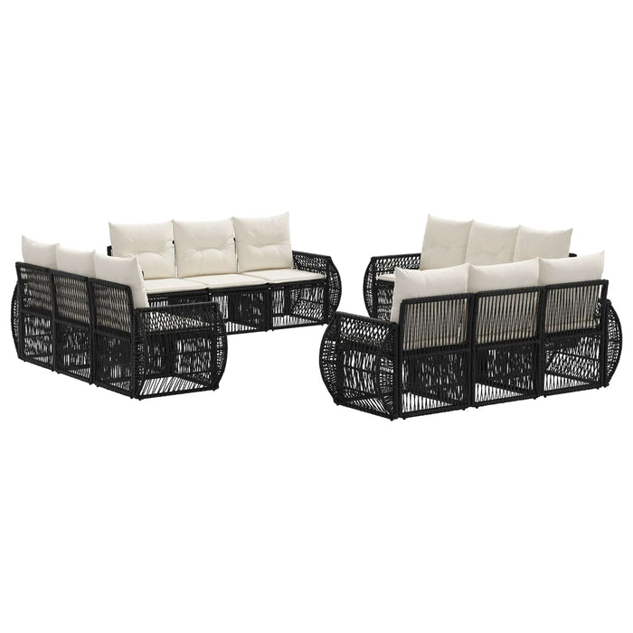 Set de canapele pentru grădină 12 pcs Negru și Alb crem WALTI