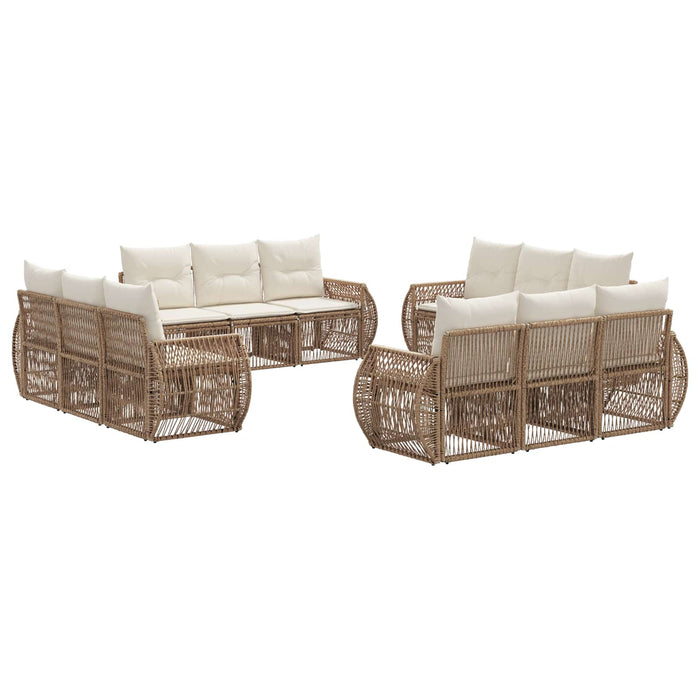 Set de canapele pentru grădină 12 pcs Bej și alb crem poliratan WALTI