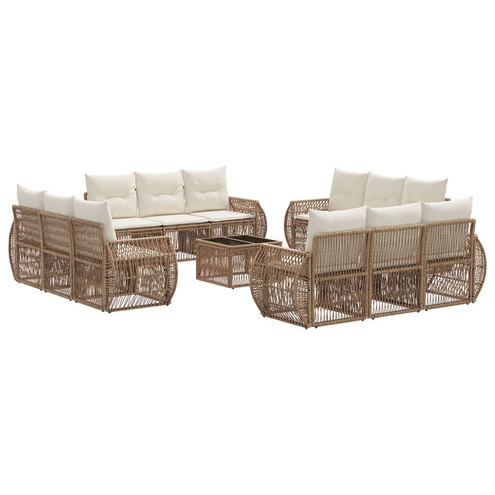 Set de canapele pentru grădină 13 pcs Bej și alb crem poliratan - WALTI WALTI