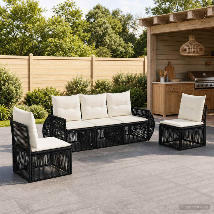 Set de canapele pentru grădină 5 pcs Negru și Alb crem - WALTI WALTI