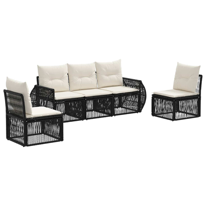Set de canapele pentru grădină 5 pcs Negru și Alb crem WALTI