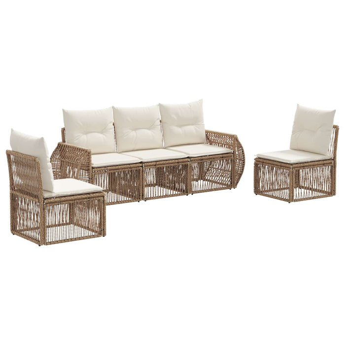 Set de canapele pentru grădină 5 pcs Bej și alb crem poliratan - WALTI WALTI