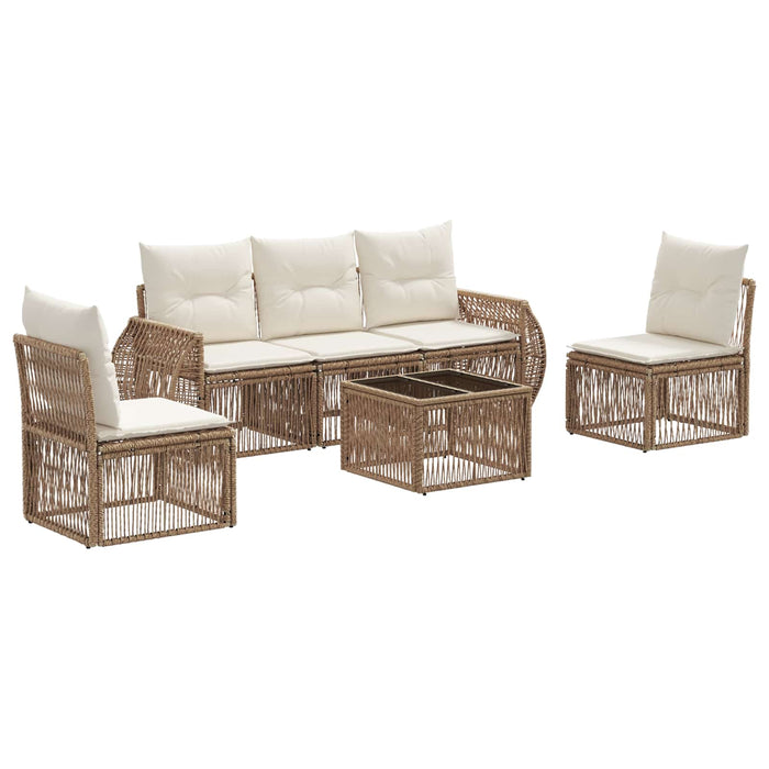 Set de canapele pentru grădină 6 pcs Bej și alb crem poliratan - WALTI WALTI