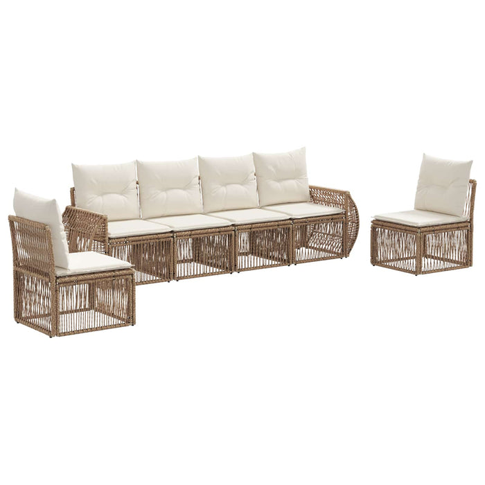 Set de canapele pentru grădină 6 pcs Bej și alb crem poliratan - WALTI WALTI