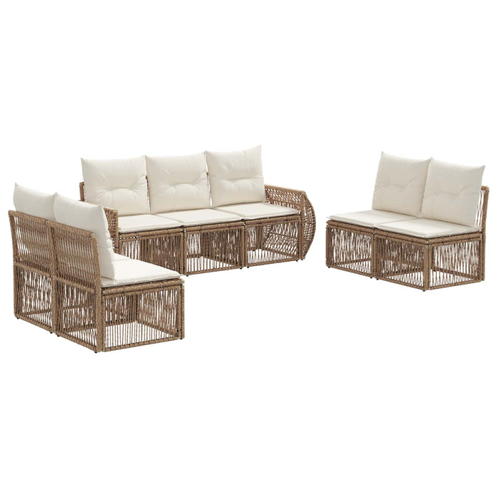Set de canapele pentru grădină 7 pcs Bej și alb crem poliratan WALTI