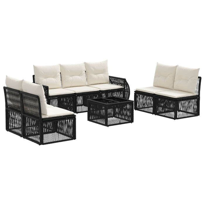 Set de canapele pentru grădină 8 pcs Negru și Alb crem - WALTI WALTI
