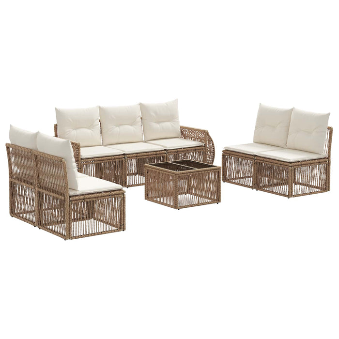 Set de canapele pentru grădină 8 pcs Bej și alb crem poliratan - WALTI WALTI