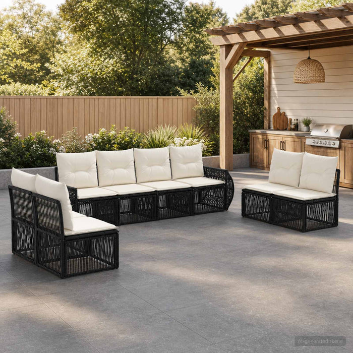 Set de canapele pentru grădină 8 pcs Negru și Alb crem - WALTI WALTI