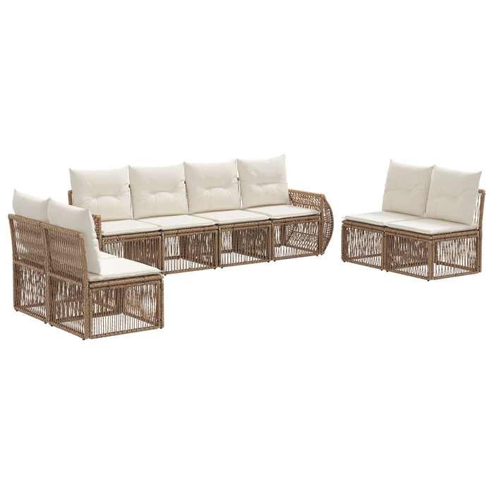 Set de canapele pentru grădină 8 pcs Bej și alb crem poliratan WALTI