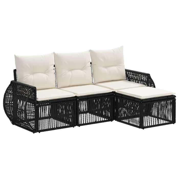 Set de canapele pentru grădină 4 pcs Negru și Alb crem WALTI