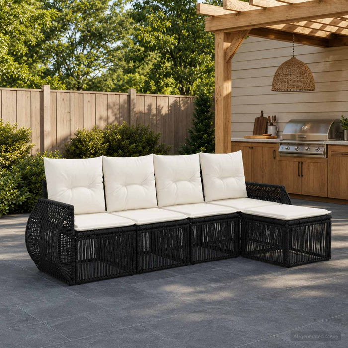 Set de canapele pentru grădină 5 pcs Negru și Alb crem - WALTI WALTI