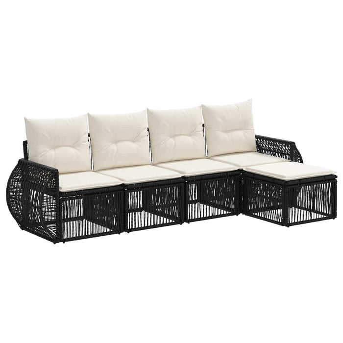 Set de canapele pentru grădină 5 pcs Negru și Alb crem WALTI