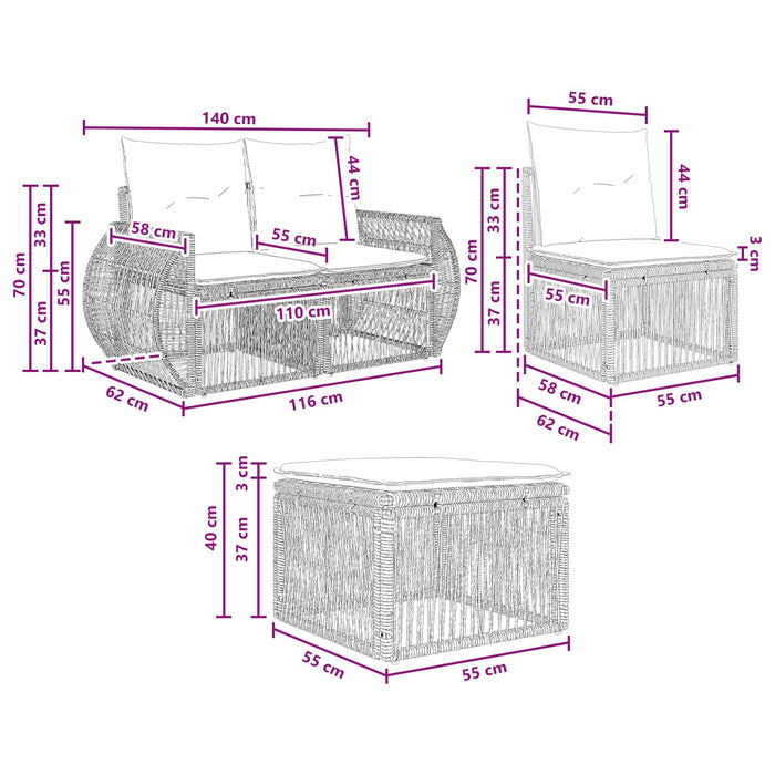 Set de canapele pentru grădină 5 pcs Gri și gri închis WALTI