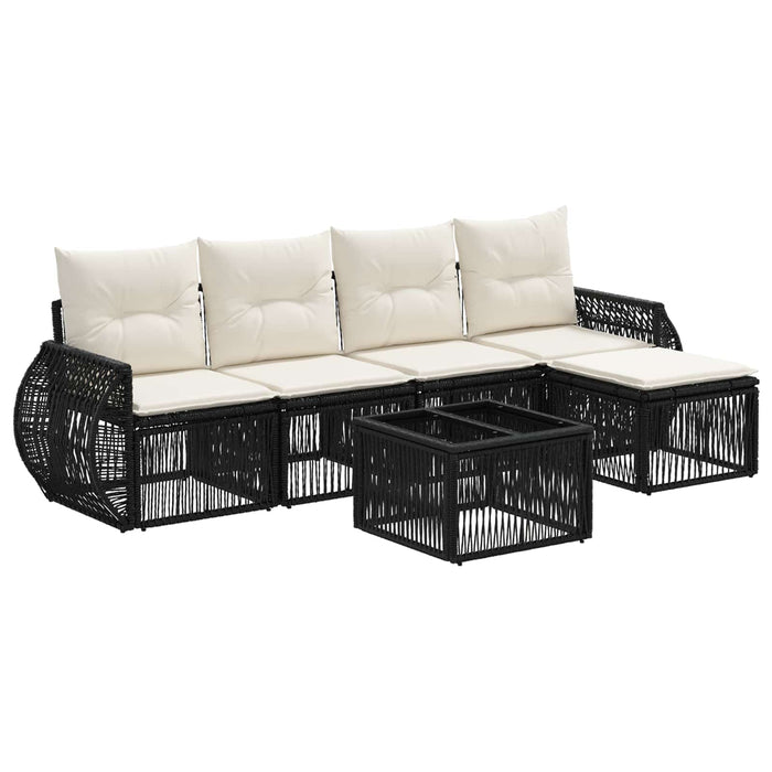 Set de canapele pentru grădină 6 pcs Negru și Alb crem - WALTI WALTI