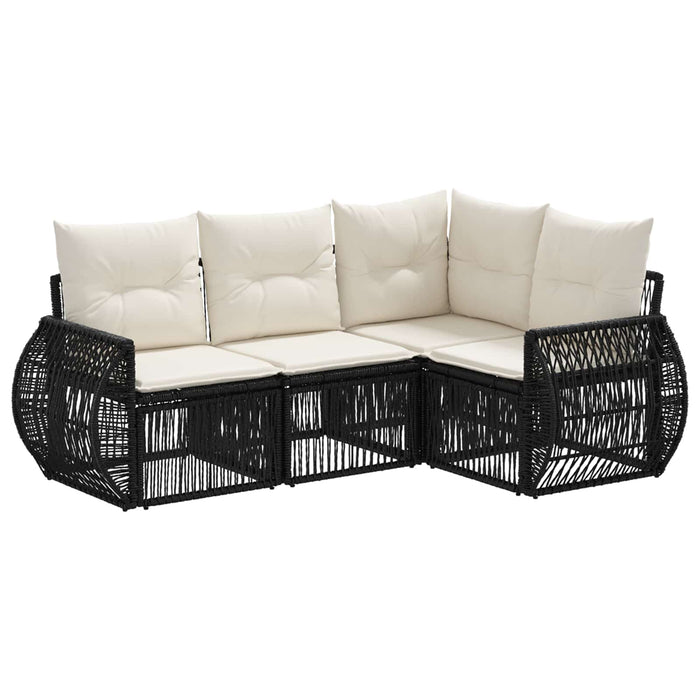 Set de canapele pentru grădină 4 pcs Negru și Alb crem WALTI