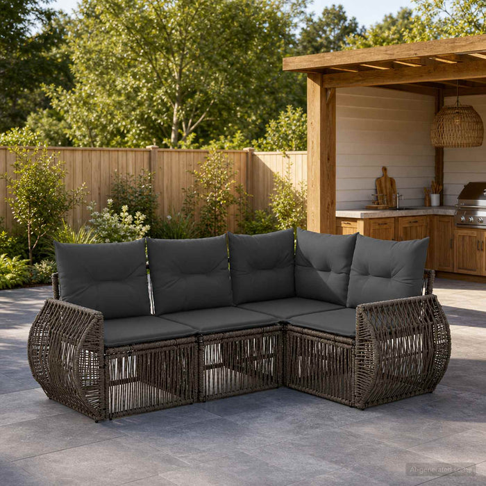 Set de canapele pentru grădină 4 pcs Gri și gri închis - WALTI WALTI