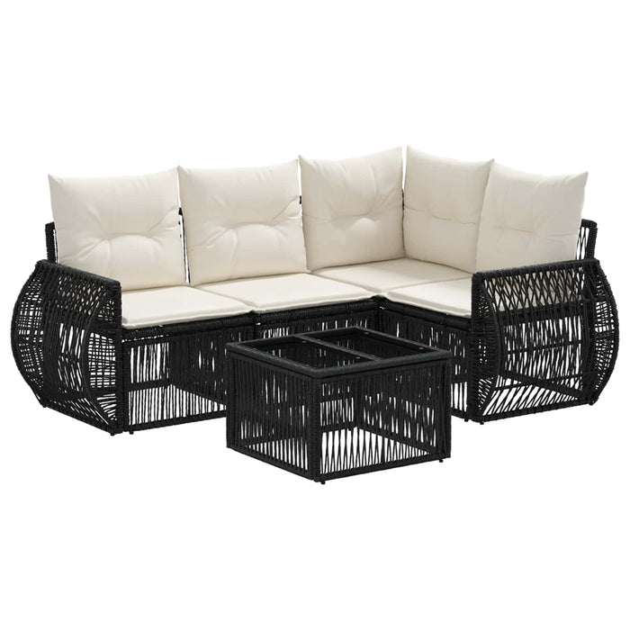 Set de canapele pentru grădină 5 pcs Negru și Alb crem - WALTI WALTI