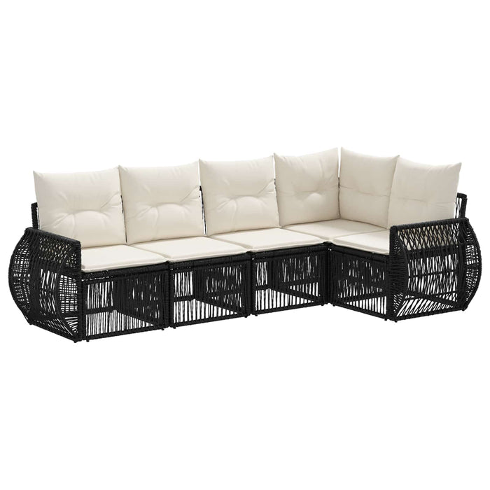 Set de canapele pentru grădină 5 pcs Negru și Alb crem WALTI