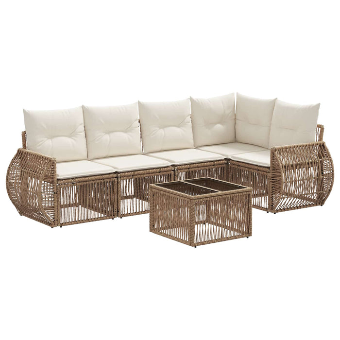 Set de canapele pentru grădină 6 pcs Bej și alb crem poliratan - WALTI WALTI