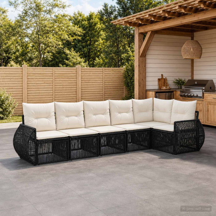 Set de canapele pentru grădină 6 pcs Negru și Alb crem - WALTI WALTI