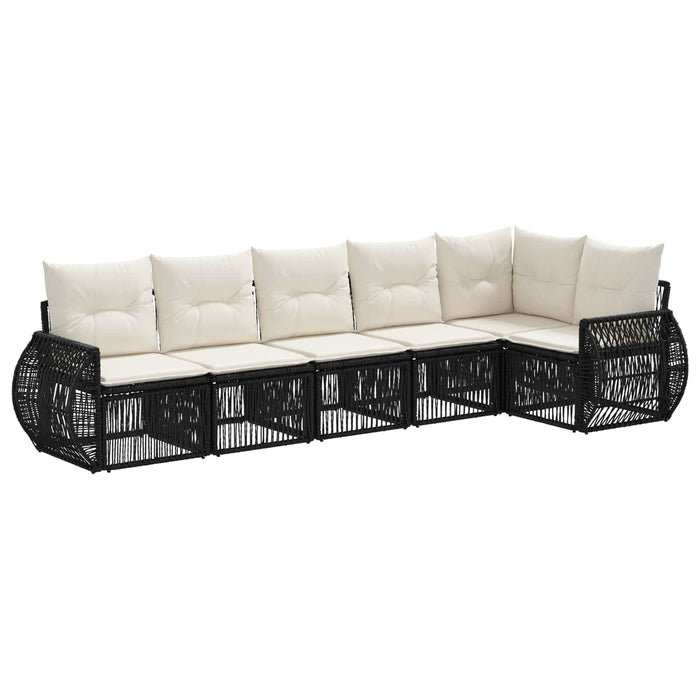 Set de canapele pentru grădină 6 pcs Negru și Alb crem WALTI
