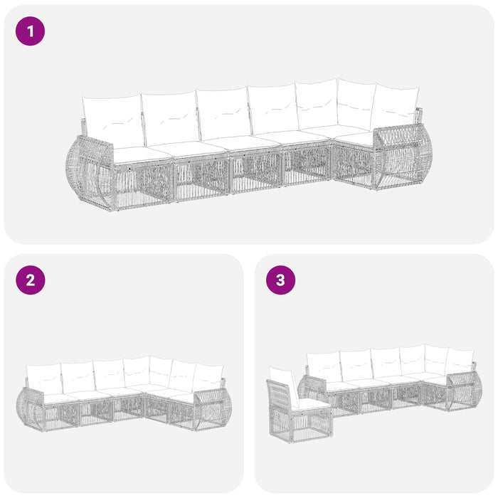 Set de canapele pentru grădină 6 pcs Gri și gri închis WALTI