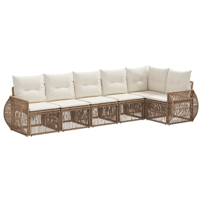Set de canapele pentru grădină 6 pcs Bej și alb crem poliratan WALTI