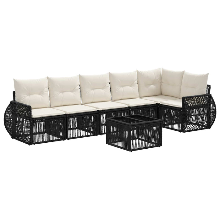 Set de canapele pentru grădină 7 pcs Negru și Alb crem - WALTI WALTI