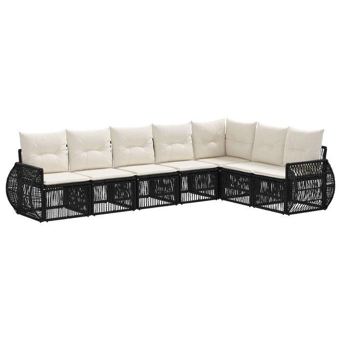 Set de canapele pentru grădină 7 pcs Negru și Alb crem WALTI