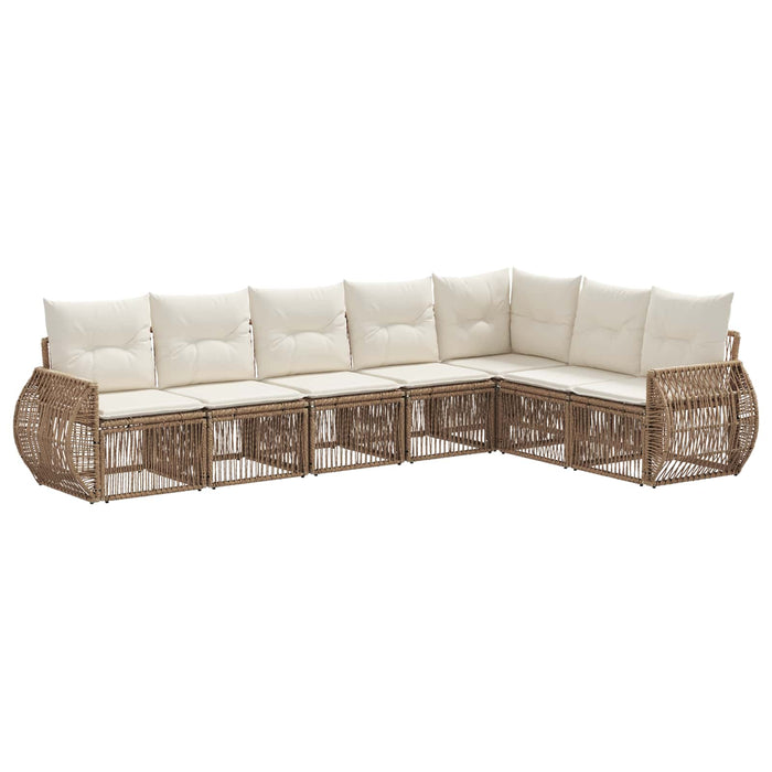 Set de canapele pentru grădină 7 pcs Bej și alb crem poliratan - WALTI WALTI