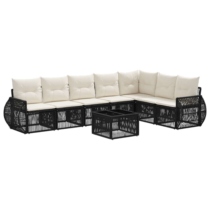 Set de canapele pentru grădină 8 pcs Negru și Alb crem - WALTI WALTI