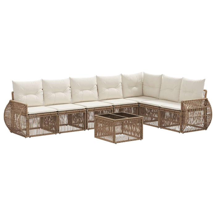 Set de canapele pentru grădină 8 pcs Bej și alb crem poliratan - WALTI WALTI