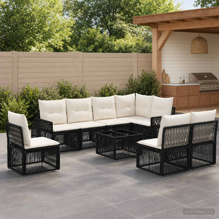 Set de canapele pentru grădină 9 pcs Negru și Alb crem - WALTI WALTI