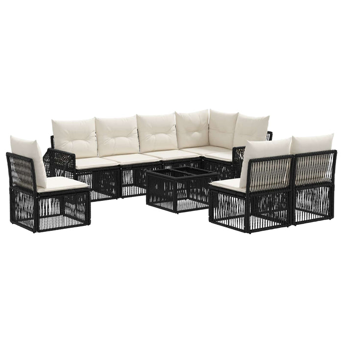 Set de canapele pentru grădină 9 pcs Negru și Alb crem - WALTI WALTI