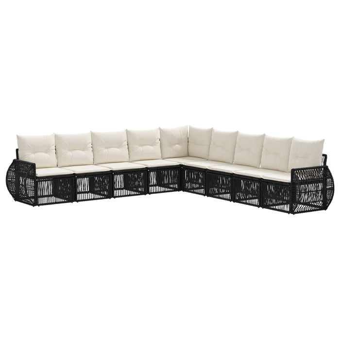 Set de canapele pentru grădină 9 pcs Negru și Alb crem WALTI