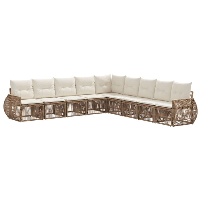 Set de canapele pentru grădină 9 pcs Bej și alb crem poliratan WALTI