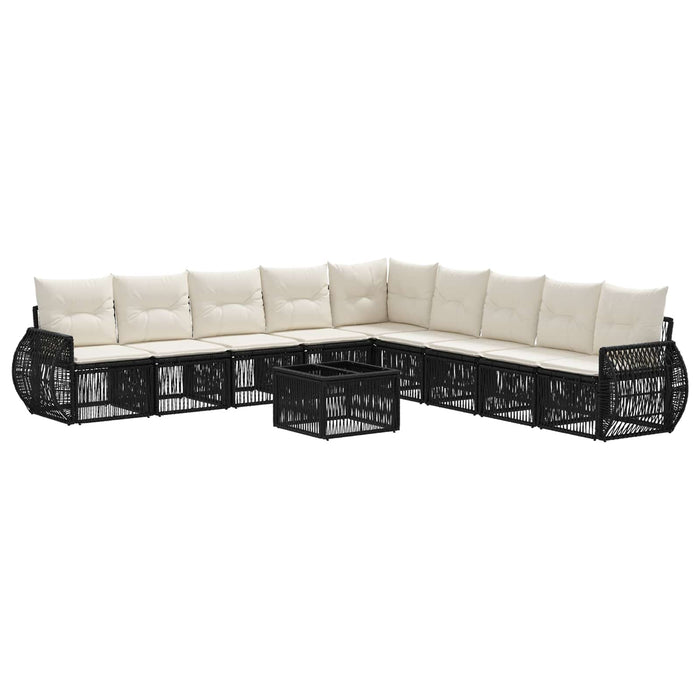 Set de canapele pentru grădină 10 pcs Negru și Alb crem - WALTI WALTI