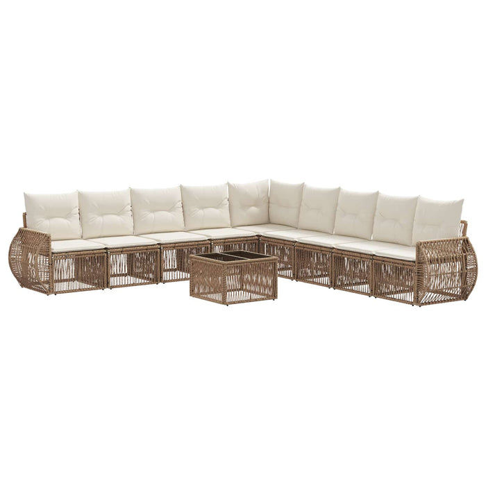 Set de canapele pentru grădină 10 pcs Bej și alb crem poliratan - WALTI WALTI