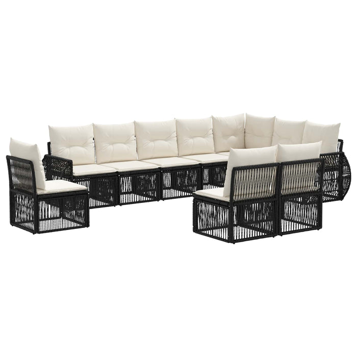 Set de canapele pentru grădină 10 pcs Negru și Alb crem WALTI