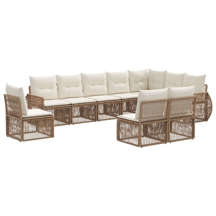 Set de canapele pentru grădină 10 pcs Bej și alb crem poliratan WALTI