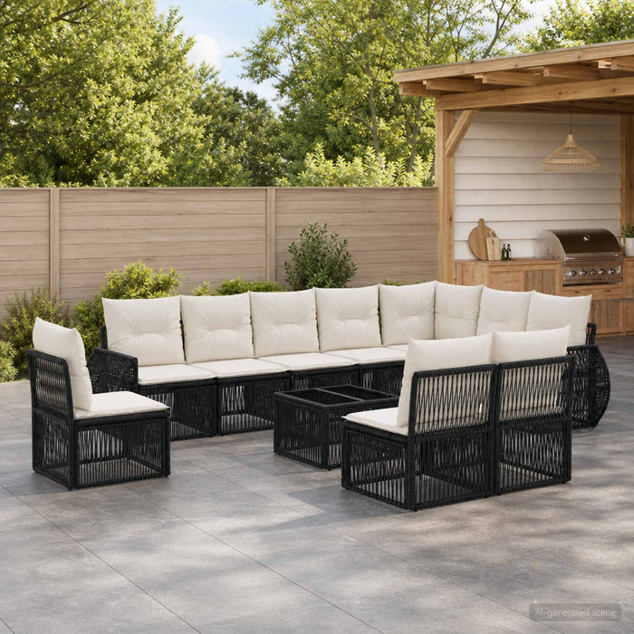 Set de canapele pentru grădină 11 pcs Negru și Alb crem - WALTI WALTI