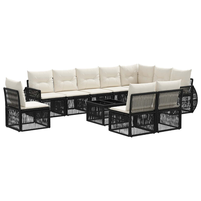 Set de canapele pentru grădină 11 pcs Negru și Alb crem - WALTI WALTI