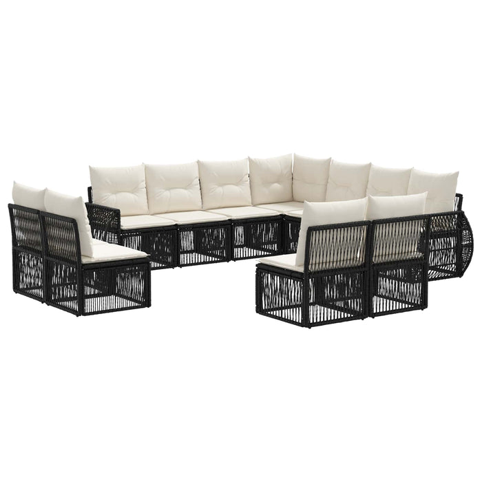 Set de canapele pentru grădină 11 pcs Negru și Alb crem WALTI