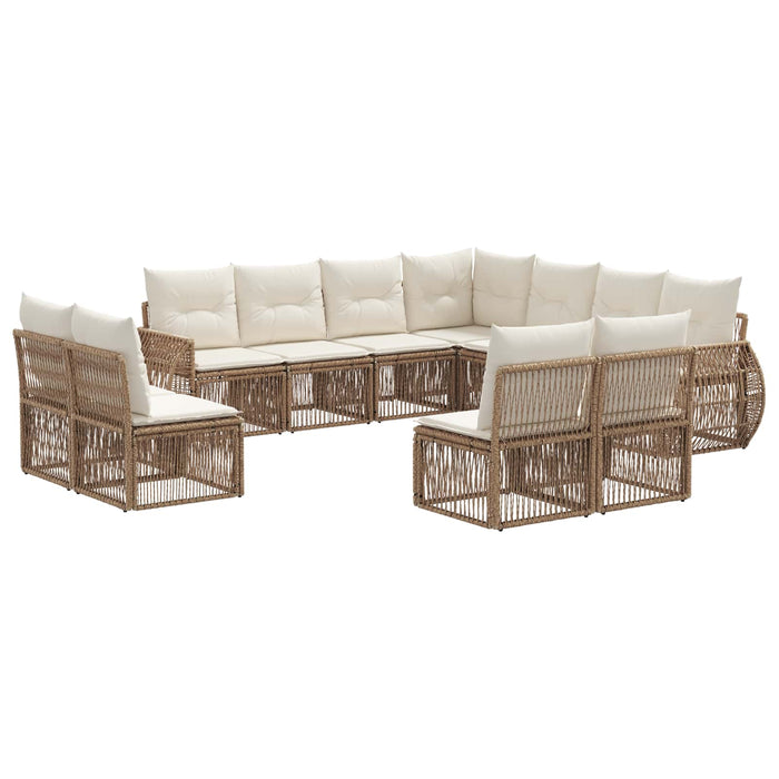 Set de canapele pentru grădină 11 pcs Bej și alb crem poliratan WALTI